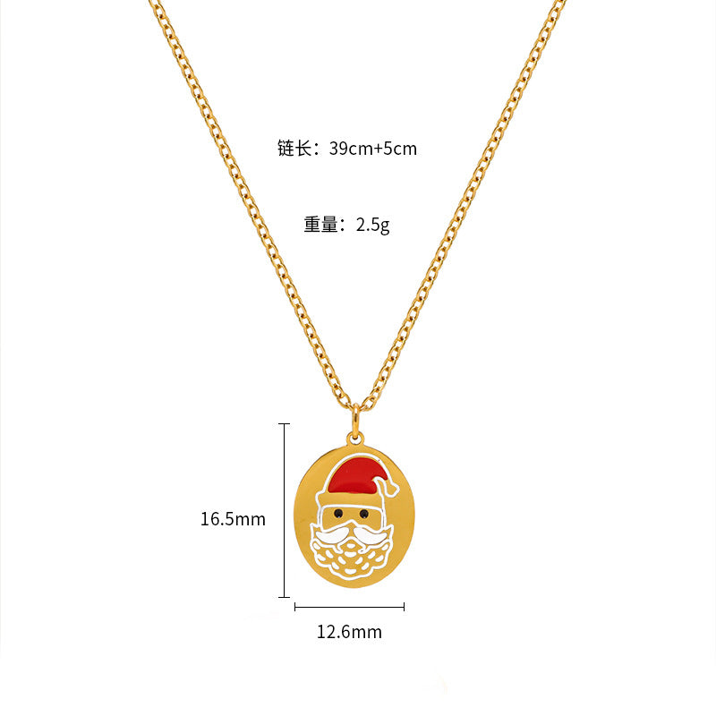 Wholesale Christmas Elk Snowman Bell Necklace